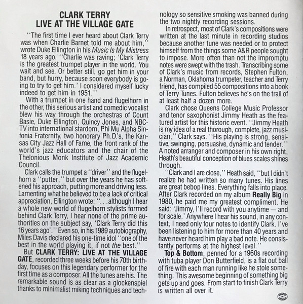 Clark Terry Special Guest Jimmy Heath - Live At The Village Gate | Chesky Records (JD49) - 4