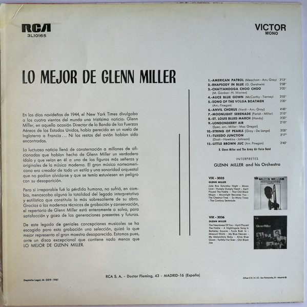 Glenn Miller And His Orchestra - Lo Mejor De Glenn Miller | RCA Victor (3L10165) - 2