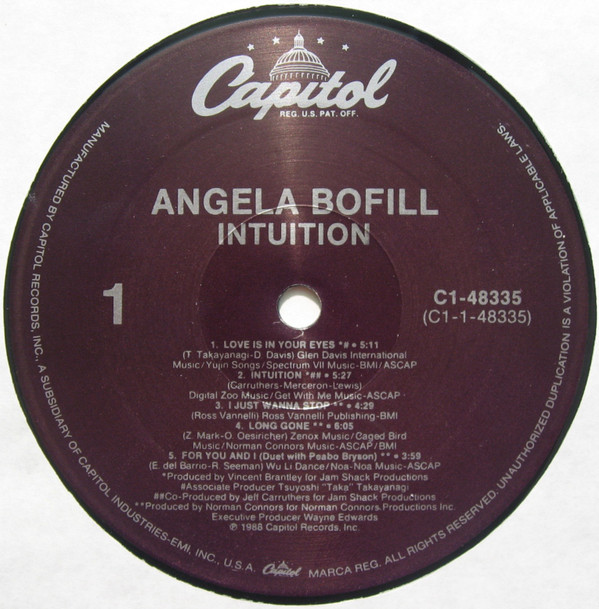Angela Bofill - Intuition | Capitol Records (C1-48335) - 2
