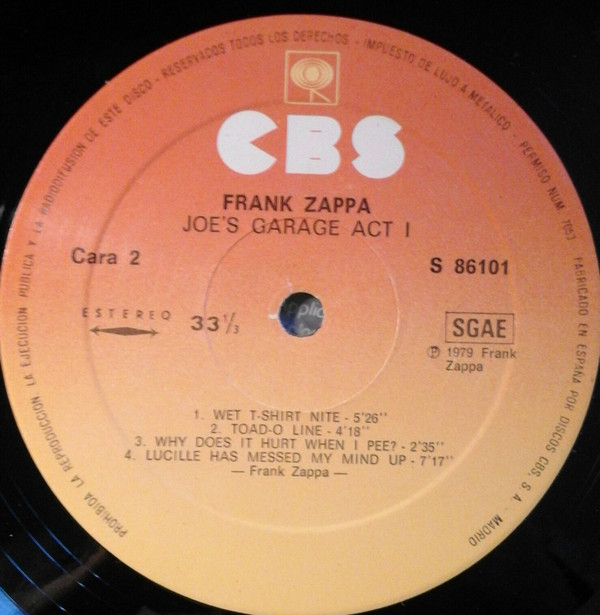 Frank Zappa - Joe's Garage Act I | CBS (S 86101) - 4