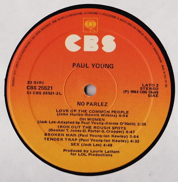 Paul Young - No Parlez | CBS (CBS 25521) - 3 Paul Young - No Parlez | CBS (CBS 25521) - 3