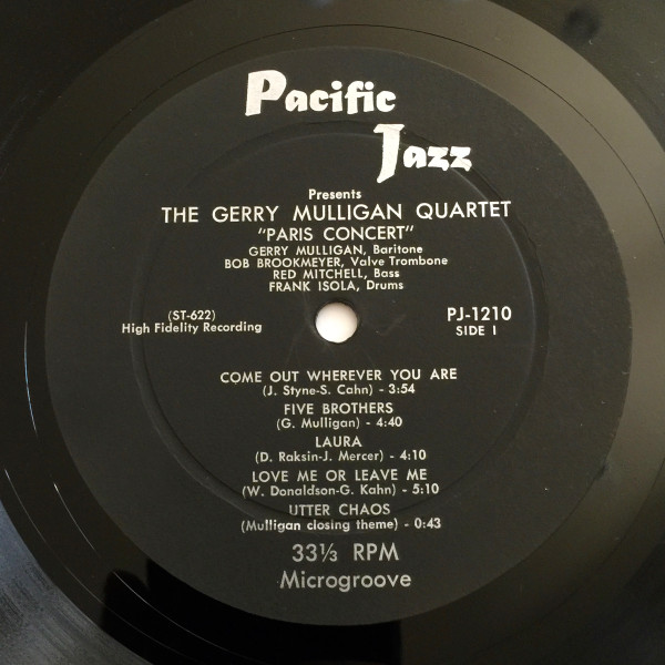 Gerry Mulligan Quartet - Paris Concert | Pacific Jazz (PJ-1210) - 3
