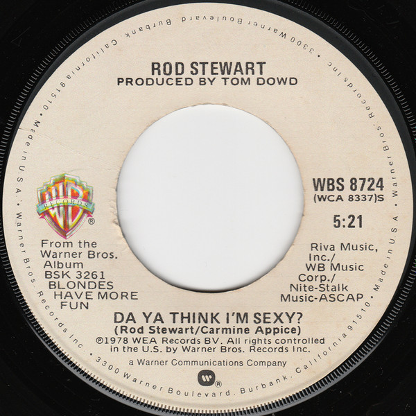 Rod Stewart - Da Ya Think I'm Sexy? / Scarred And Scared | Warner Bros. Records (WBS 8724) - 3