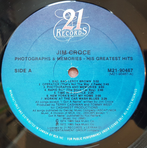Jim Croce - Photographs & Memories: His Greatest Hits | 21 Records (M21 90467) - 3 Jim Croce - Photographs & Memories: His Greatest Hits | 21 Records (M21 90467) - 3