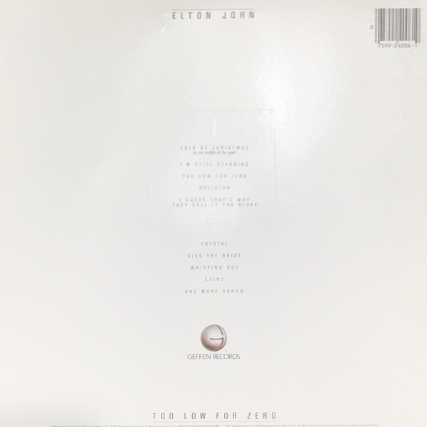 Elton John - Too Low For Zero | Geffen Records (GHS 4006) - 2