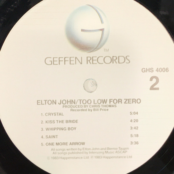 Elton John - Too Low For Zero | Geffen Records (GHS 4006) - 4