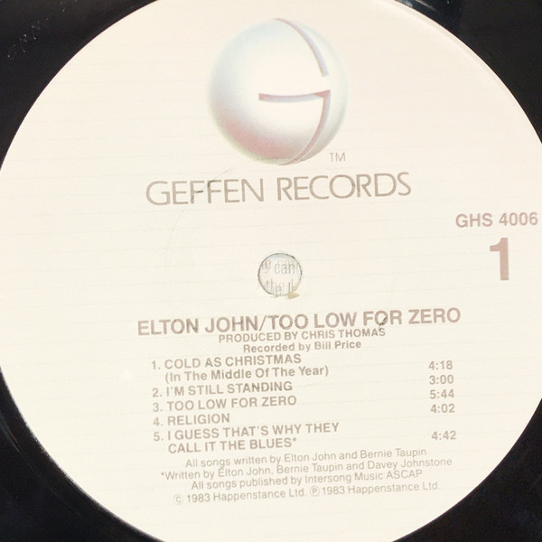 Elton John - Too Low For Zero | Geffen Records (GHS 4006) - 3