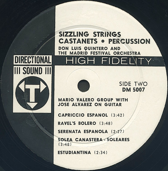 Don Luis Quintero & Orquesta Festival De Madrid , Mario Valero Group , Jose Alvarez - Sizzling Strings, Castanets & Percussion | Directional Sound (DM 5007) - 3