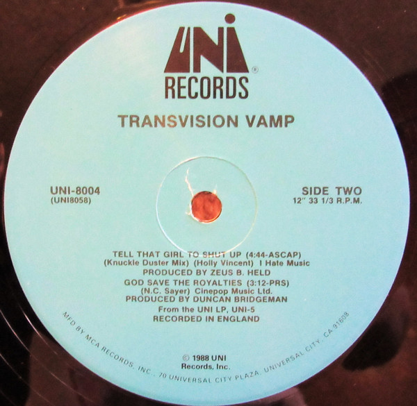 Transvision Vamp - Tell That Girl To Shut Up | UNI Records (UNI-8004) - 4