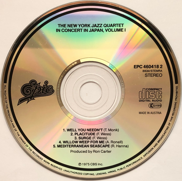 New York Jazz Quartet - In Concert In Japan Volume One | Epic (EPC 460418 2) - 3