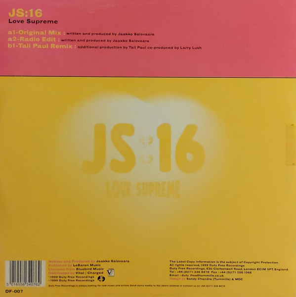 JS16 - Love Supreme | Duty Free Recordings (DF 007) - 2
