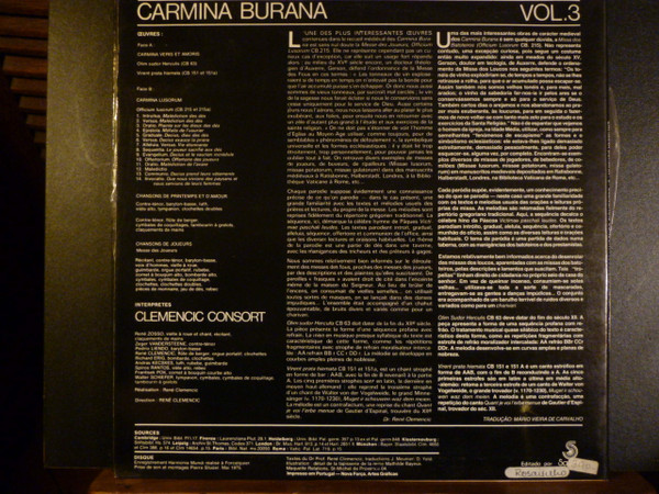 Clemencic Consort , René Clemencic - Carmina Burana, Version Originale & Intégrale, Vol. 3 -  Chansons De Printemps Et D'Amour - Messe Des Joueurs | Harmonia Mundi France (SST 75027) - 3