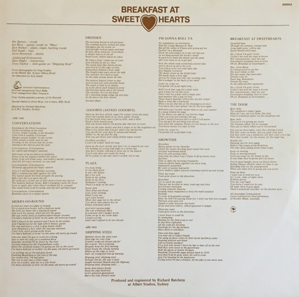 Cold Chisel - Breakfast At Sweethearts | WEA (600042) - 3