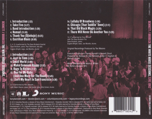 Tony Bennett / Dave Brubeck - The White House Sessions, Live 1962 | Columbia (88883718042) - 2