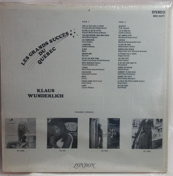 Klaus Wunderlich - Les Grands Succès Du Quebec [Vinyl] | London Records (SDS. 5071) - 2