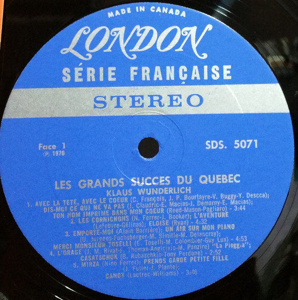 Klaus Wunderlich - Les Grands Succès Du Quebec [Vinyl] | London Records (SDS. 5071) - 3