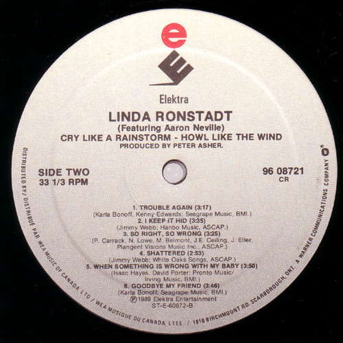 Linda Ronstadt Featuring Aaron Neville - Cry Like A Rainstorm - Howl Like The Wind | Elektra (96 08721) - 4 Linda Ronstadt Featuring Aaron Neville - Cry Like A Rainstorm - Howl Like The Wind | Elektra (96 08721) - 4