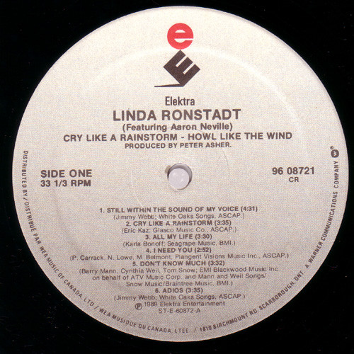 Linda Ronstadt Featuring Aaron Neville - Cry Like A Rainstorm - Howl Like The Wind | Elektra (96 08721) - 3 Linda Ronstadt Featuring Aaron Neville - Cry Like A Rainstorm - Howl Like The Wind | Elektra (96 08721) - 3