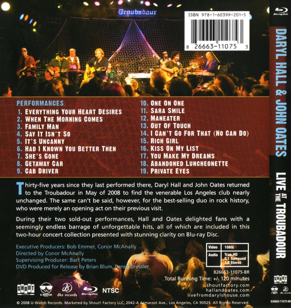 Daryl Hall & John Oates - Live At The Troubadour [BLU-RAY Vidéo] | Shout! Factory (826663-11075-BR-S1) - 3