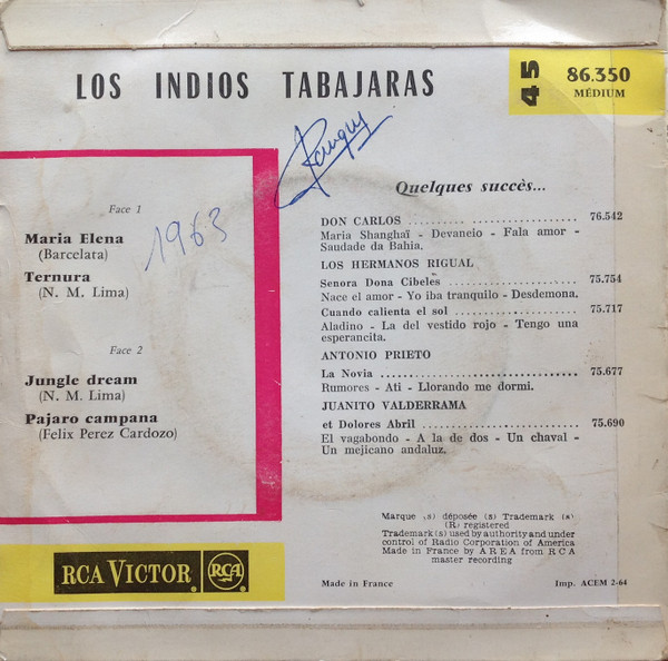 Los Indios Tabajaras - Maria Elena | RCA Victor (86.350) - 2 Los Indios Tabajaras - Maria Elena | RCA Victor (86.350) - 2