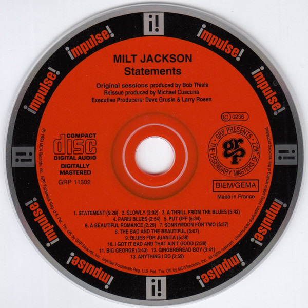 Milt Jackson - Statements | Impulse! (GRP 11302) - 3