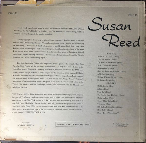 Susan Reed - Susan Reed | Elektra (EKL-116) - 2 Susan Reed - Susan Reed | Elektra (EKL-116) - 2