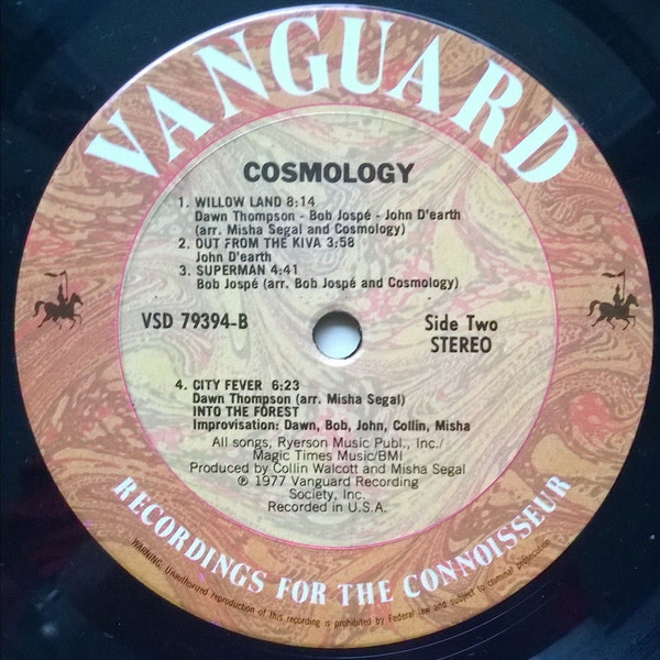 Cosmology - Cosmology [Vinyl] | Vanguard (VSD . 79394) - 4