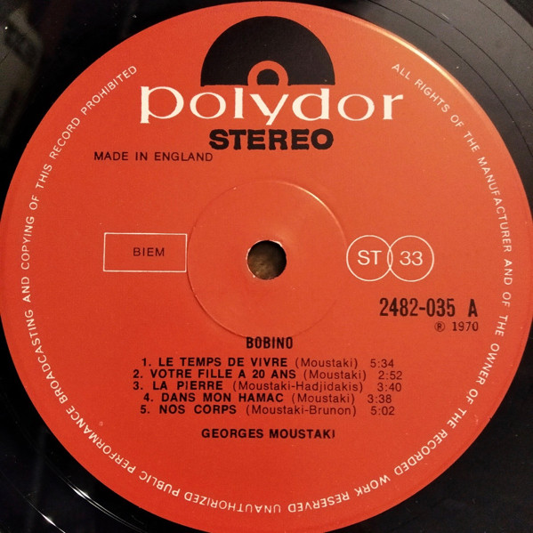 Georges Moustaki - Bobino | Polydor (2482-035) - 3