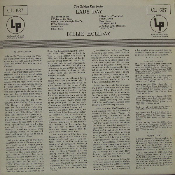 Billie Holiday - Lady Day | Columbia (CL 637) - 2 Billie Holiday - Lady Day | Columbia (CL 637) - 2