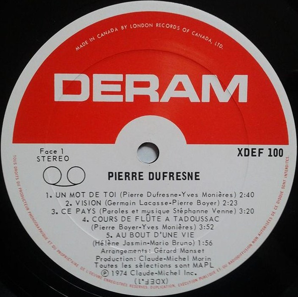 Pierre Dufresne - Pierre Dufresne [Vinyl] | Deram (XDEF-100) - 3