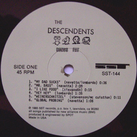 Descendents - Bonus Fat [Vinyl] | SST Records (SST-144) - 3