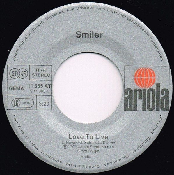 Smiler - Love To Live | Ariola (11 385 AT) - 3