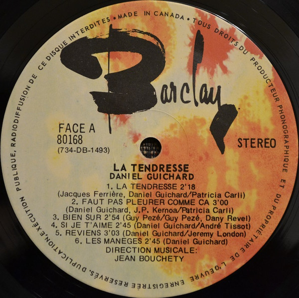 Daniel Guichard - La Tendresse | Barclay (80168) - 3