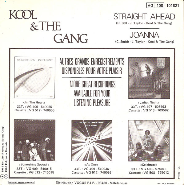 Kool & The Gang - Straight Ahead / Joanna | De-Lite Records (101821) - 2