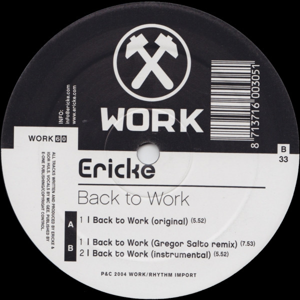 Erick E - Back To Work | Work Records (WORK 60) - 3