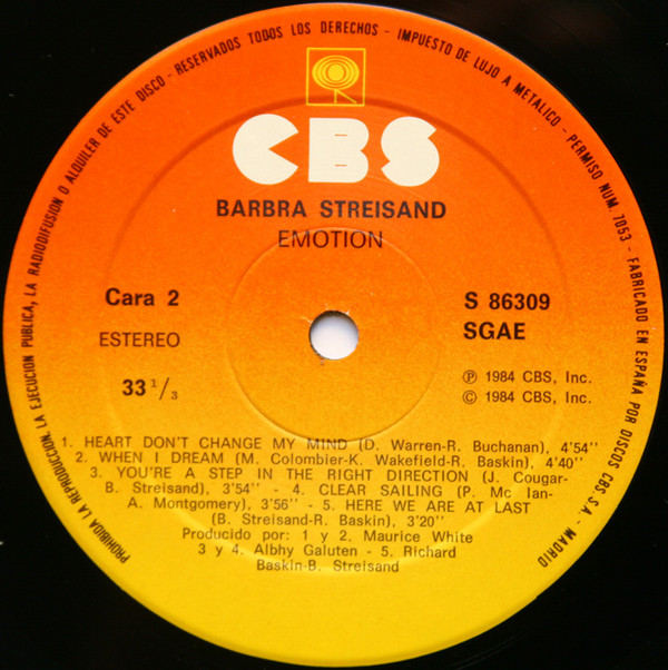Barbra Streisand - Emotion | CBS (CBS 86309) - 2