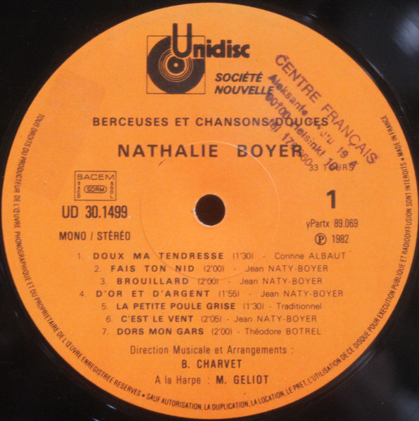 Nathalie Boyer - Berceuses Et Chansons Douces | Unidisc (UD 30 1499) - 4 Nathalie Boyer - Berceuses Et Chansons Douces | Unidisc (UD 30 1499) - 4