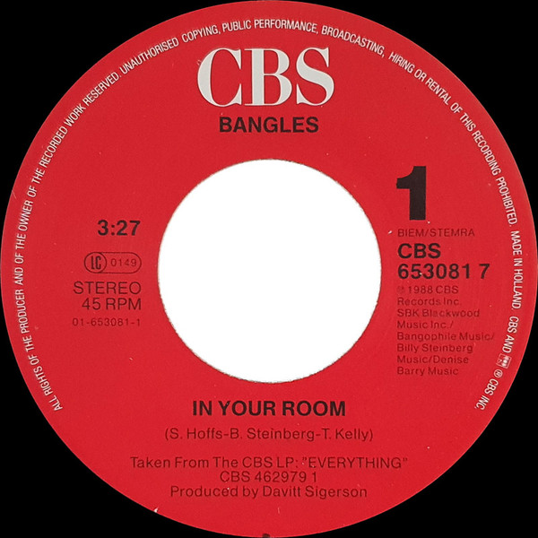Bangles - In Your Room | CBS (CBS 653081 7) - 3
