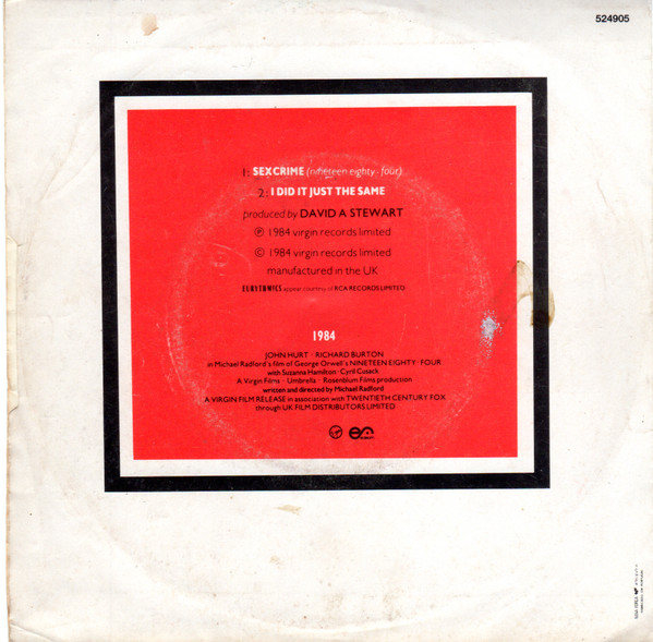 Eurythmics - Sexcrime (Nineteen Eighty Four) | Virgin (524905) - 2