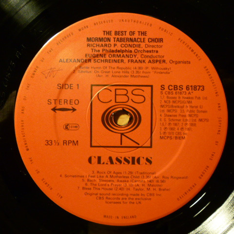 Mormon Tabernacle Choir / The Philadelphia Orchestra - The Best Of The Mormon Tabernacle Choir | CBS (CBS 61873) - 3