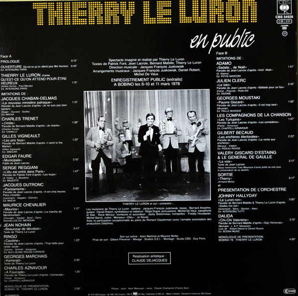 Thierry Le Luron - En Public | CBS (CBS 54928) - 2