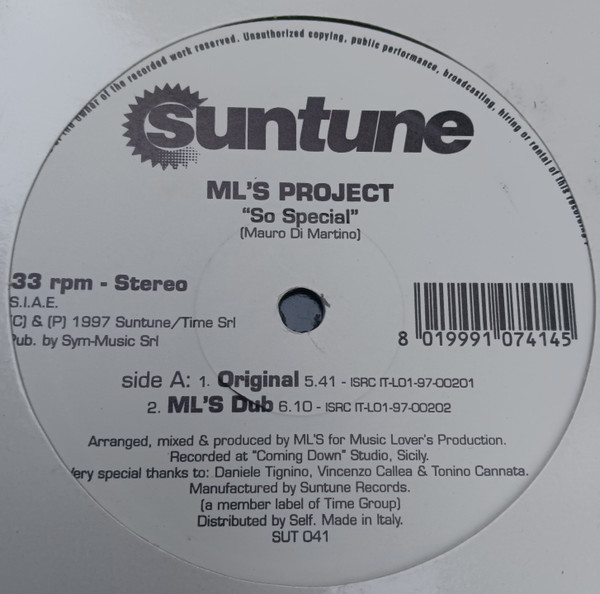 ML'S Project - So Special | Suntune (SUT 041) - main ML'S Project - So Special | Suntune (SUT 041) - main