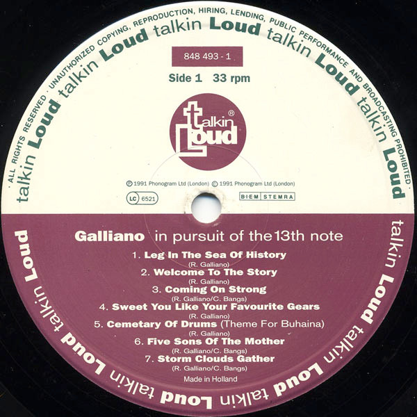 Galliano - In Pursuit Of The 13th Note | Talkin' Loud (848 493 - 1) - 3