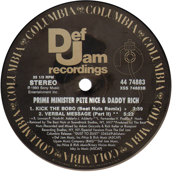 Prime Minister Pete Nice & Daddy Rich - Kick The Bobo | Def Jam Recordings (44 74883) - 4