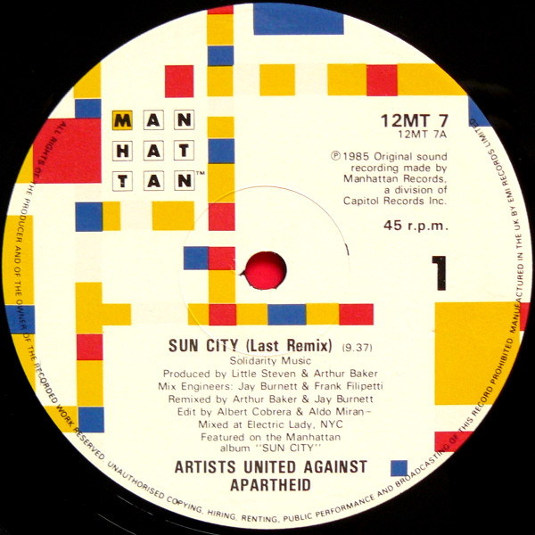 Artists United Against Apartheid - Sun City | Manhattan Records (12 MT 7) - 3 Artists United Against Apartheid - Sun City | Manhattan Records (12 MT 7) - 3