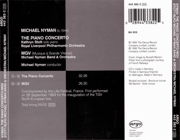 Michael Nyman - The Piano Concerto / MGV | Argo (443 382-2) - 2