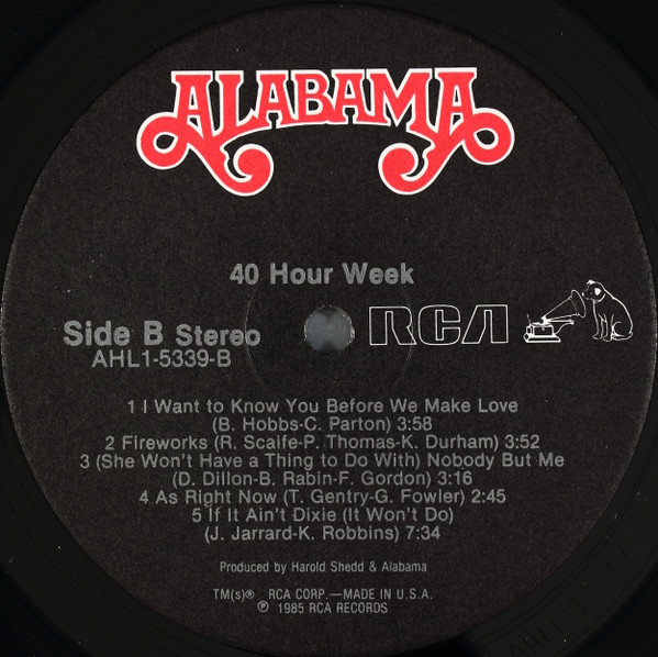 Alabama - 40 Hour Week | RCA (AHL1-5339) - 4