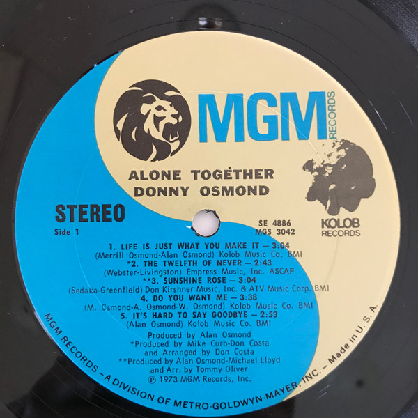 Donny Osmond - Alone Together | MGM Records (SE 4886) - 4