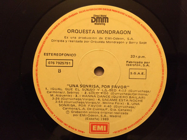 Orquesta Mondragón - Una Sonrisa, Por Favor | EMI (076 7925791) - 4