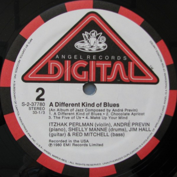 Itzhak Perlman , André Previn , Shelly Manne , Jim Hall , Red Mitchell - A Different Kind Of Blues (An Album Of Jazz Composed By André Previn) | Angel Records (DS-37780) - 4